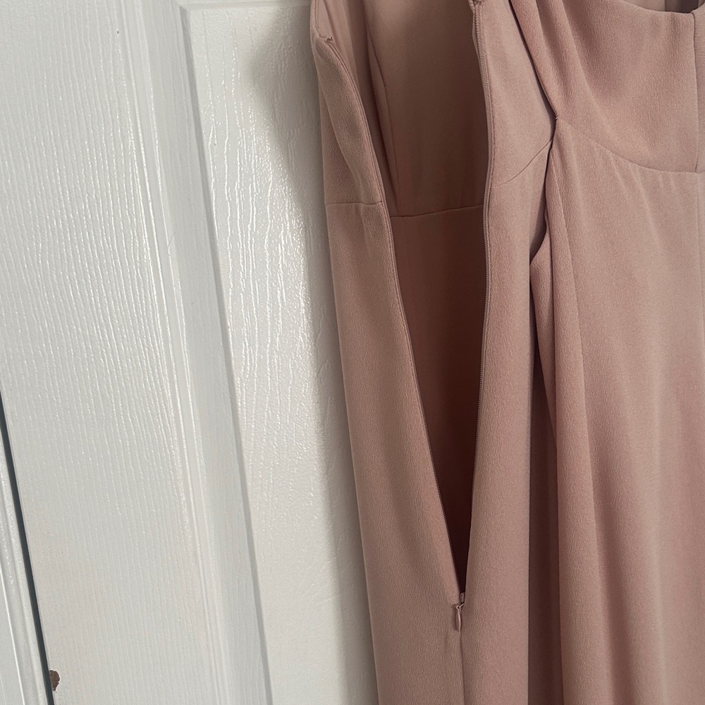 Adrianna Papell Blush Cowl Neck Full Length Slit Formal Dress - Picture 7 of 14